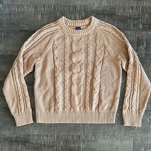 GAP Women’s Brown / Camel 100% Cotton Cable Knit Sweater (Size M)